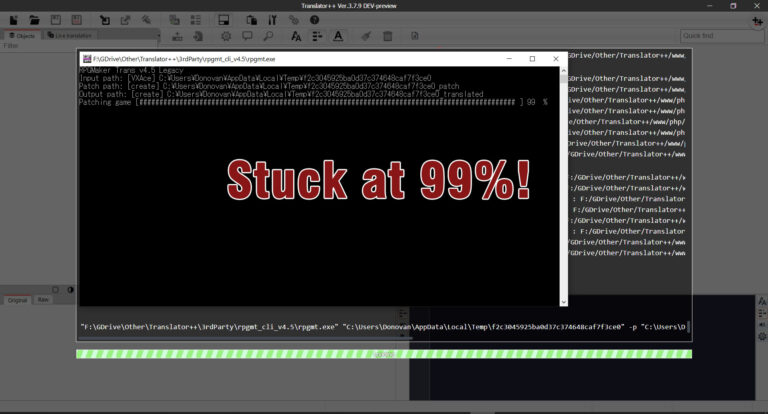 RPGMT progress is stuck at 99% and won't continue – Dreamsavior